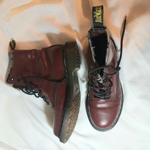 A Nice 38 EU/6 UK/8 US Used Cherry Red Doc Martens / Docs Women's Boots